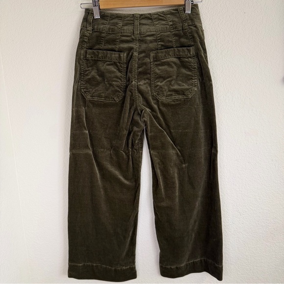 Anthropologie Maeve The Colette Cropped Green Corduroy Pants Wide Leg Size 25 - Picture 4 of 12